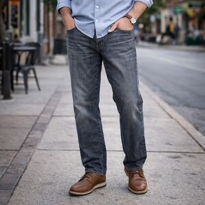 Cremieux Premium Denim Gray Straight Jeans Men's 34x30 Stretch Spandex Classic